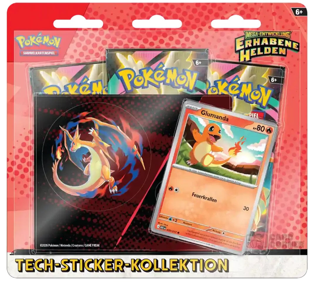 Pokemon Erhabene Helden Glumanda Tech Sticker Kollektion